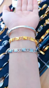 Lắc tay nữ titan cao cấp kiểu xoắn ốc – trắng & vàng – không đen không dị ứng đầy cá tính[Trang sức MiJ]