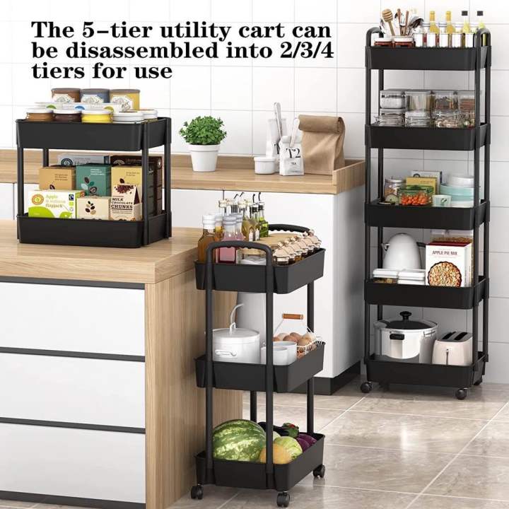 3/4/5Tiers Storage Trolley Rack For Office Kitchen Multipurpose
