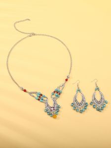 Vintage Ethnic Style Hair Accessories for Women Alloy Plated Silver Gold Pendants Earrings Hair Clips Fashionable Retro Hair Accessories