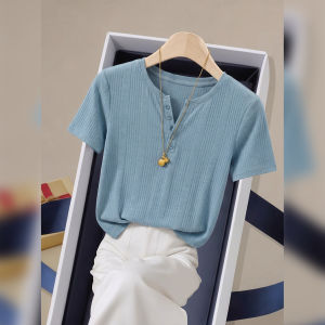 V.C.I | Blue Summer Slim Fit V-Neck T-Shirt