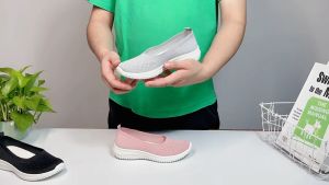 🇲🇾 Ready Stock Women Causal loafers Breathable Fabric Wedge Shoes With Bow Boat Shoes