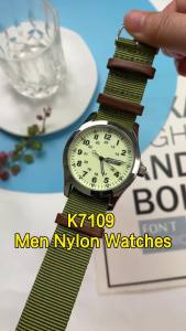 2026 Mens 42mm Watch Glow in the Dark Luminous Dial Day Date Green Canvas Strap 30M Water Proof Field Watch Khaki Strap
