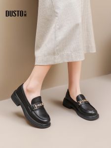 Giày Lười Đế Mềm Màu Đen DUSTO Cho Nữ Giày Bốt Đế Dày Thời Trang Thường Ngày Giày Bốt Da Nhỏ Phong Cách Anh