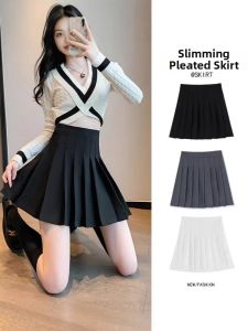 YINLIANHU | Black High Waist Pocketed A-Line Skirt