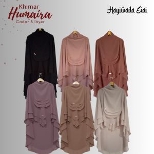 Khimar Humaira\Cadar 3 layer\hijab syari\kerudung Non ped\Bahan ceruty armany\murah berkualitas FREE GIFT by Hayiwada eiai