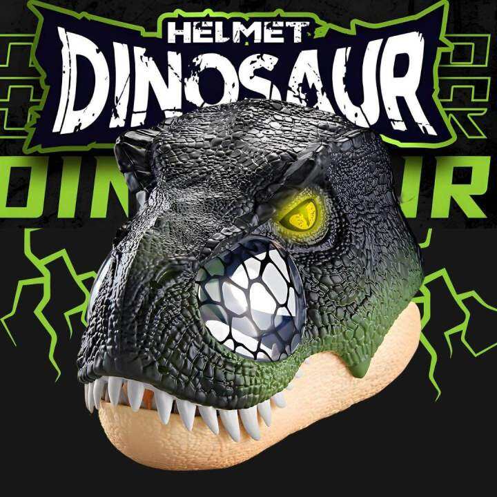 Dinosaur with 2024 a helmet