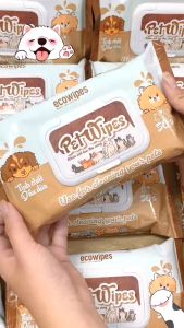HÀNG CÔNG TY_Khăn ướt vệ sinh thú cưng Pet Wipes gói 50 tờ mùi hương tự nhiên vừa làm sạch khử mùi cho chó mèo