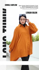 Tunik Muslim Wanita Lengan Panjang Busui Bahan Crinkle Premium Cocok untuk Acara Formal dan Santai