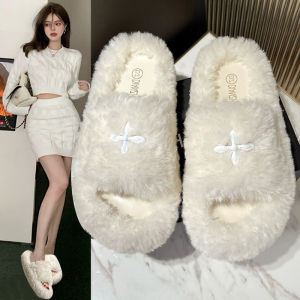 Womens Outdoor Slip-On Slippers Thick Bottom Spring Autumn New Style Internet Celebrity Ins Trend Summer Cotton Slippers