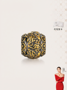 Men Women Pixiu Black Gold Enamel Charm