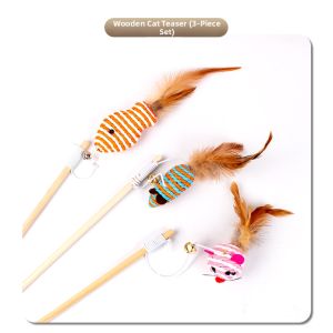 XIAOGUSHI | Interactive Self-Entertainment Kitten Teaser Wand with Bell Durable Adjustable Heads