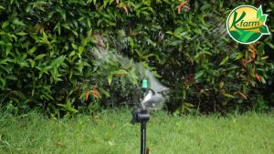 ( 10 อัน ) สปริงเกอร์ ใบสแตนเลส เปียกตั้งแต่โคนเสา โครงหมุนรอบตัว มีลูกเหล็กใบบูท หมุนลื่น พร้อมวาลว์ท่อ PE ขนาด 16-2025 มิล ท่อพีอี SPRINKLER K FARM