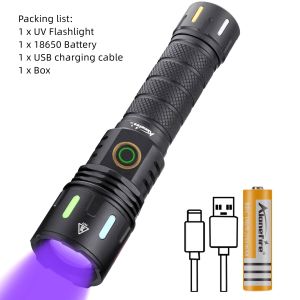 Alonefire | New Led Alonefire Zoom High Power 365nm Blacklight UV Flashlight USB Rechargeable Cat Dog Stain Ore Money Scorpion Torch Light