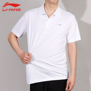 Li-Ning Mens Short Sleeve Polo Shirt Golf Collar Casual Summer Sport Fitness Breathable Regular Fit T-Shirt Sportswear