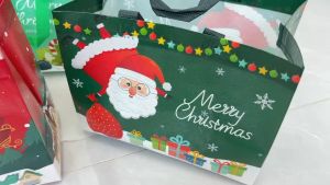 Merry Christmas ถุงผ้าหูหิ้ว ลายซานตาครอส เทศกาลคริสต์มาส ปีใหม่ ของแจก หรือใส่ของขวัญ ของใช้ พร้อมส่ง