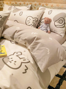 Kiss Dear | Cotton Cartoon Print Bedding Set 4-Pieces