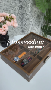 ISSI DIARY Walnut Wood Grain Glasses Storage Box Dustproof Eyewear Organizer Case Large Capacity