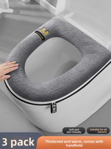 MONLEYTA | Universal Four Seasons Toilet Seat Cover Home Use Winter Zipper Style Fleece Lined Toilet Seat Mat Anti-Bacterial