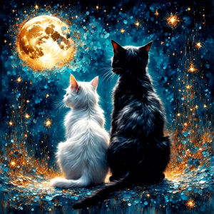 500/1024PCS Jigsaw Puzzle Beautiful Cat Moon Animal Landscape Art For Adults Great Weekend Relaxation And Family Fun Gift