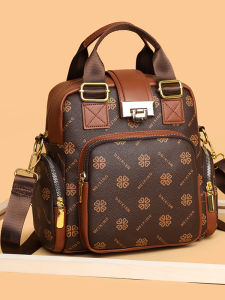 2025 New Retro Large Capacity Printed Multi-Functional Double Shoulder Bag Handheld Commuter Versatile Single Shoulder Slant Bag