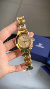 Đồng Hồ Nữ Sawa Alegria Thiên Nga Viền Đá Sang Trọng - Dây Thép Không Gỉ - Size 34mm