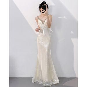 High-end Elegant Evening Dress 2026 New V-neck Fish Tail Sequins