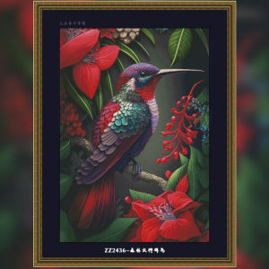 แฮนด์เมดปักครอสติสพิมพ์เทพธิดาป่าฮัมมิ่งเบิร์ด การ์ตูน ภูมิทัศน์ ผ้าฝ้าย ผ้าโมเดิร์น เรียบง่าย สไตล์ตกแต่งห้องนั่งเล่น