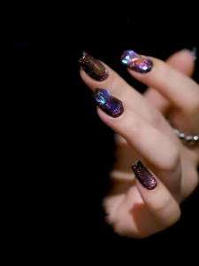 Handmade Cat Eye Nail Art Autumn Winter White Enhancing Detachable Wearable False Nails Pure Artisanal Crafted Beauty Tools