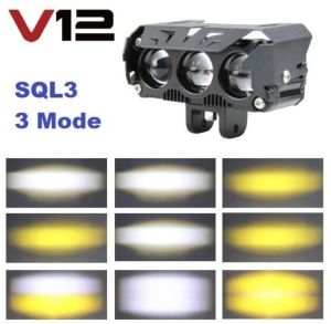 Lampu Tembak Sorot Led Laser Gun SQL 3 Mata Motor Mobil High Low 60 Watt Putih Kuning