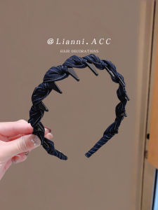 French Stripe Fabric Headband Womens New SimpleVersatile Toothed Anti-Slip High Forehead Hair Band Acrylic Hair Accessories