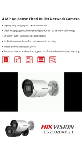 HIKVISION DS-2CD2043G2-I-IU AUDIO 4MP ACUSENSE IP CAMERA POE