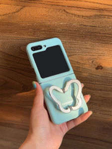 Evenshow2024 Summer New Arrival Classy Liquid Silicone Butterfly Foldable Phone Case with Stand for Samsung Zflip5/6 All-Inclusive Case Protective Cover No Shell Twinning Niche Style Classy