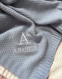 Personalized Embroidered Name Baby Blanket Custom Baby Blanket Stroller Blanket Soft Knitted Baby Blanket Newborn Baby Gifts