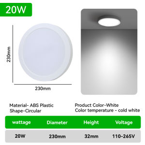 CANMEIJIA Led Ceiling Light Ultra-thin Panel Lights Round/Square Surface Mounted Downlight 6W/9W/12W/15W/30W Ceiling Lamp Super Bright Spotlight for Bedroom Living Room Kitchen