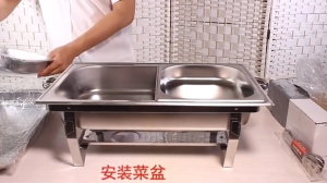【Daily Suki Store】12L Portable Stainless Steel Buffet Stove-Universal Single/Double Compartment Alcohol Heater with Foldable Stand for Parties Catering & Outdoor Weddings Family Gatherings Use