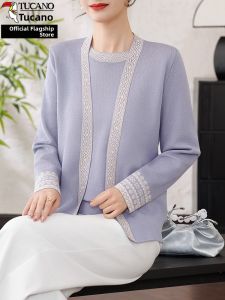 TUCANO | Short Sleeve Knit Cardigan Set for Elderly Women T-shirt