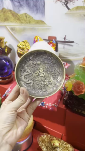 Đĩa Xin Đài Âm Dương Long Phụng Ngũ Phúc Thiên Địa Nhân Hoà