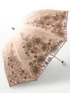 High-End Embroidered Sun Umbrella UV Protection Black Glue Lace Folding Sunny Rain Dual-Purpose Goddess Umbrella