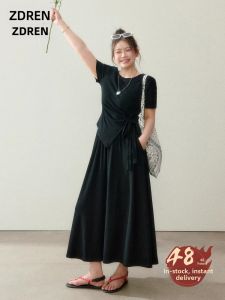 ZHANGDAREN | Bộ Áo Thun Giảm Cân Mùa Hè và Chân Váy eo Cao Dành Cho Người Béo