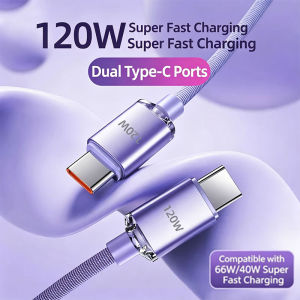 120W PD Type C to C Cable 1M/1.5M/2M Quick Charge Cord USB C Phone Data Cable Fast Charging For iPhone 17 Xiaomi Samsung Huawei