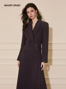 Chic French Tweed Violet Wooden Fragrance Dress