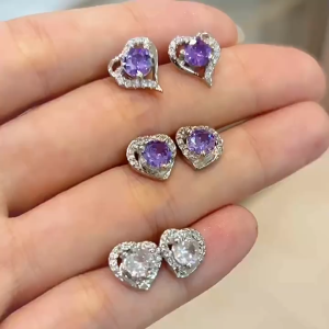 Anting Titanium Fashion Wanita Model Tusuk – Korea sTYLE Viral Perak Diskon LED 2809 Purple Earrings