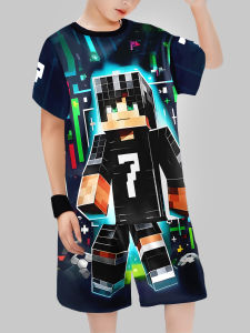 Block Man การพิมพ์ดิจิตอล Cross Border เสื้อผ้าเด็กเสื้อยืดแขนสั้นลําลองเสื้อผ้าเด็กผู้ชาย