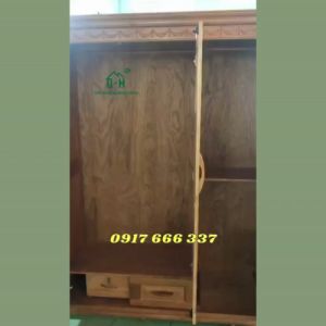 TỦ QUẦN ÁO GỖ SỒI CAO CẤP CÓ KỆ DÀNH CHO GIA ĐÌNH HCM