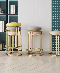 Shenar Kursi Makan Kursi Susun Bangku/Kursi Makan bulat Minimalis Dapat Di Tumpuk / Kursi Cafe & Modern Bar/ Kursi Bulat Bangku Baja - VELVET-DEVA-ARIANA-ROUND Ukuran: 45 x 36cm BIsa COD