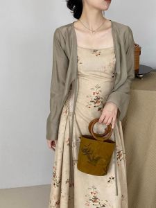 Luckin Kedai Wanita Vintage Chiffon Pakaian Bunga Musim Panas Skirt Wanita Korea Saman Skirt Wanita Vintage Chiffon Floral Dress Set Skirt Wanita Summer Set Korea Suit Skirt 2Pcs