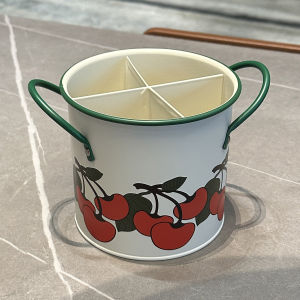 Retro Style Kitchen Dining Utensil Bucket Chopsticks Cage Draining Wood Spoon Knife Fork Tube Dining Utensils Baking Use