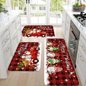 VIKAMA Christmas Kitchen Mat Christmas Gnome Carpet Truck Carpet Winter Snowflake Christmas Party Decoration Supplies