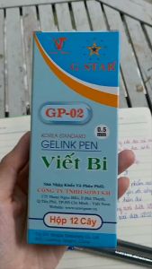 Hộp 12 cây bút gel mực không xóa được Gsatr GP 02 đầu bi 0.5mm ( nét bút nhỏ màu mực đẹp )