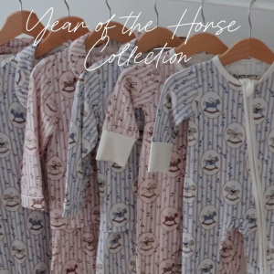 Bamberry Baby Long Sleeves Button Down Pajama Set Year of the Horse Collections- Bamboo Fabric